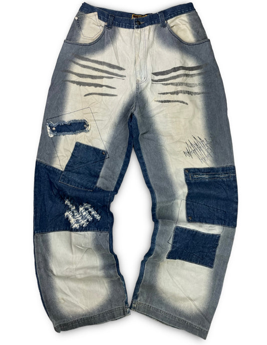 Vintage Raw Blue Baggy Reworked Denim pants