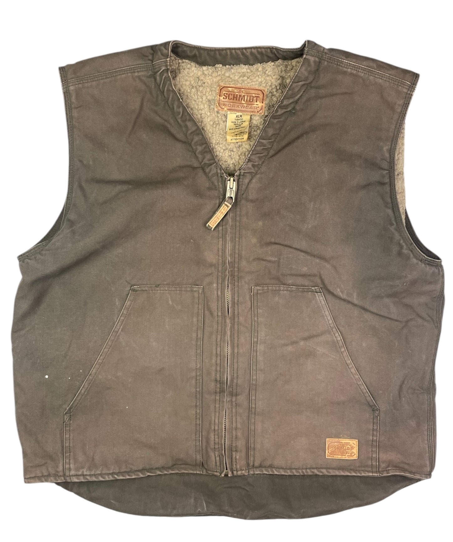 Vintage Sunfaded Brown Sherpa lined workwear vest