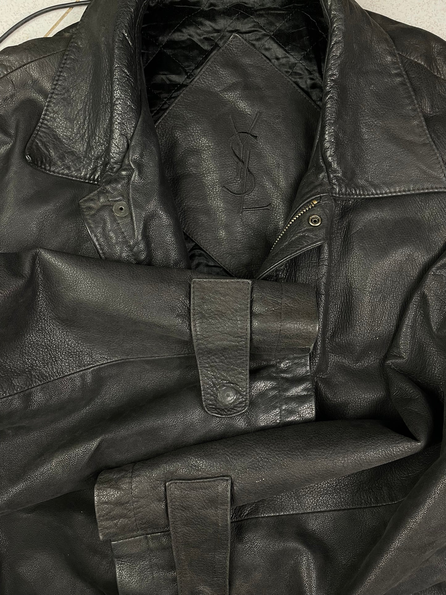 80’s YSL Leather trench coat