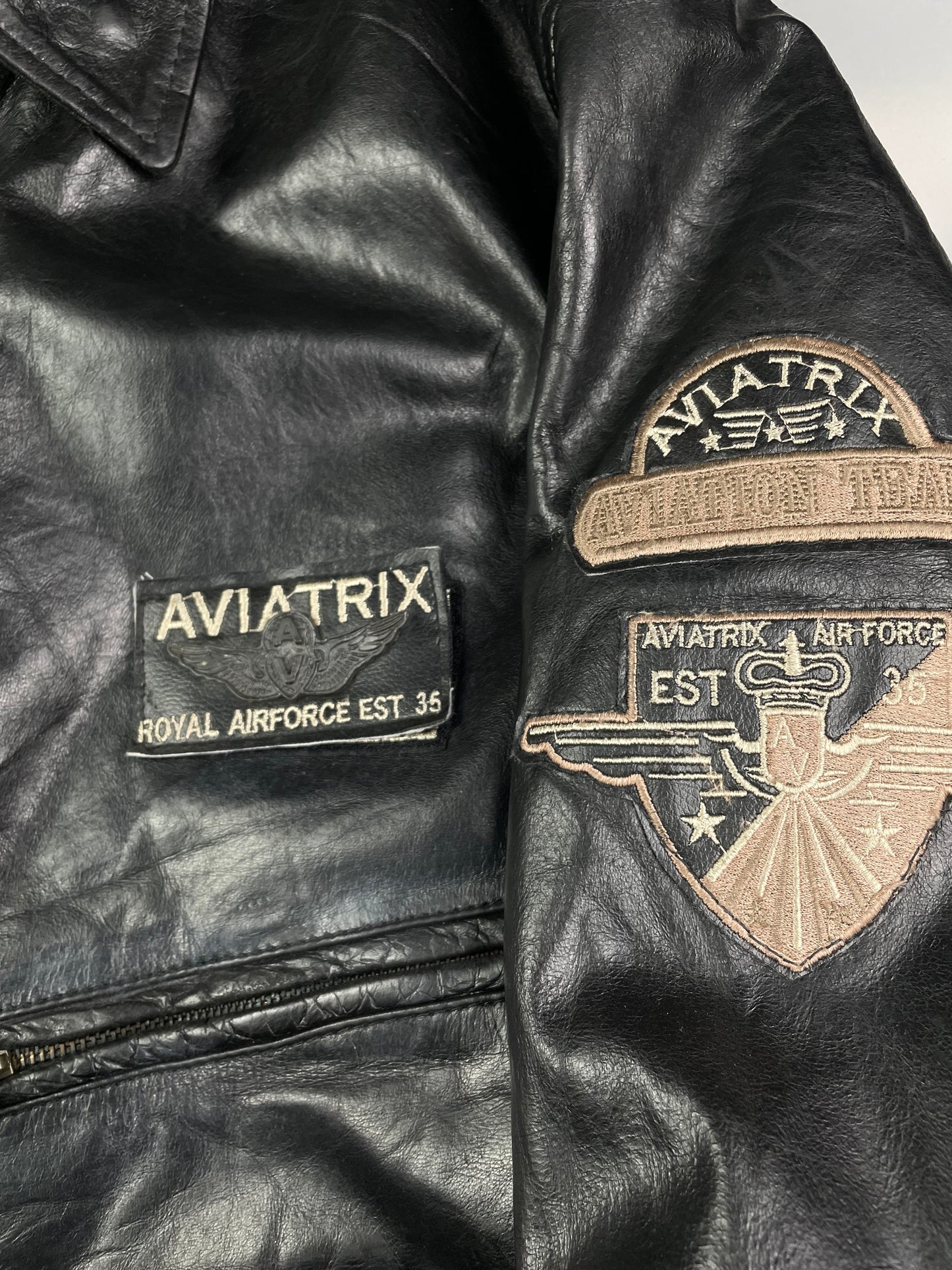 Vintage aviatrix buffalo leather flight jacket