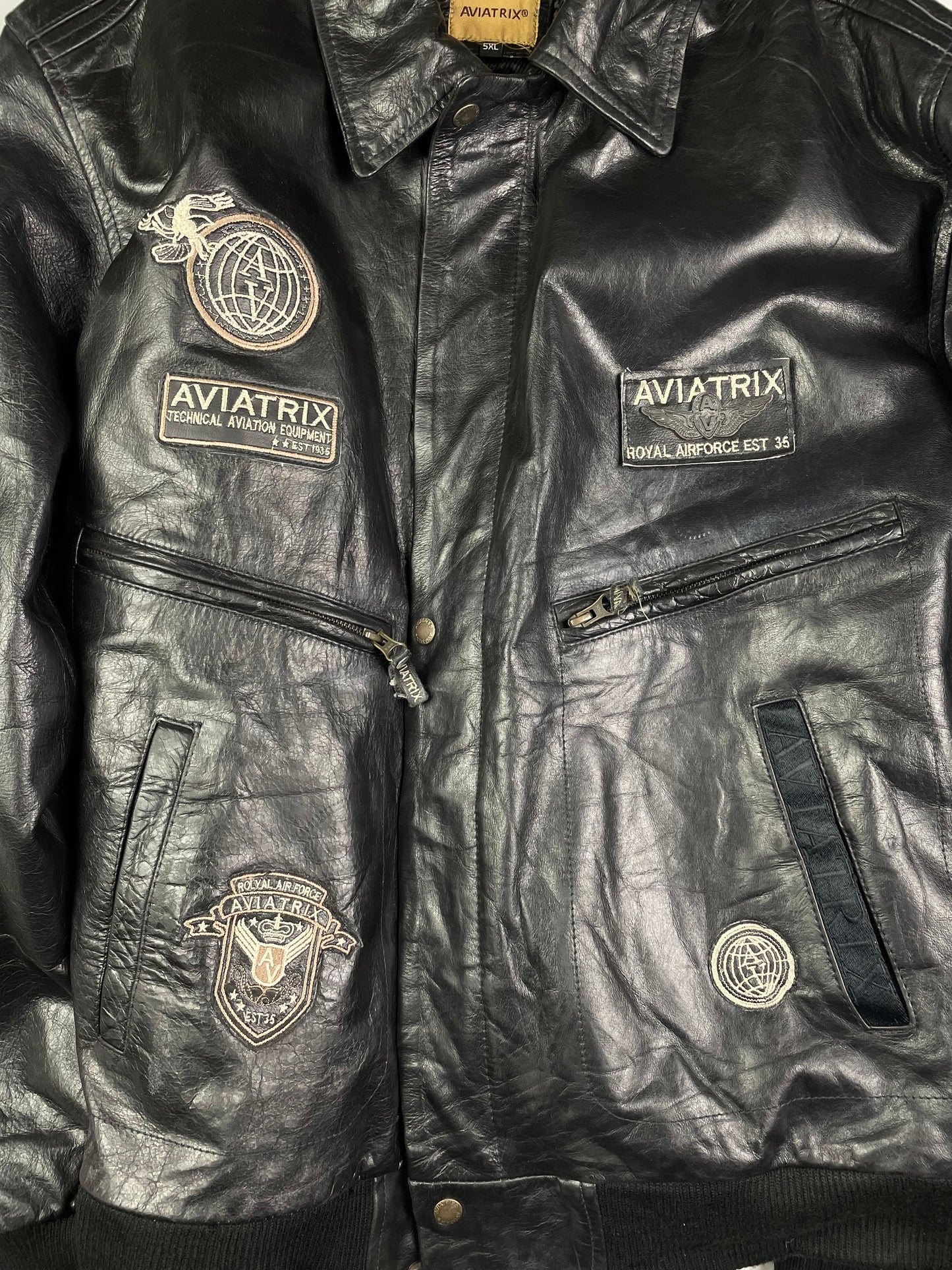 Vintage aviatrix buffalo leather flight jacket