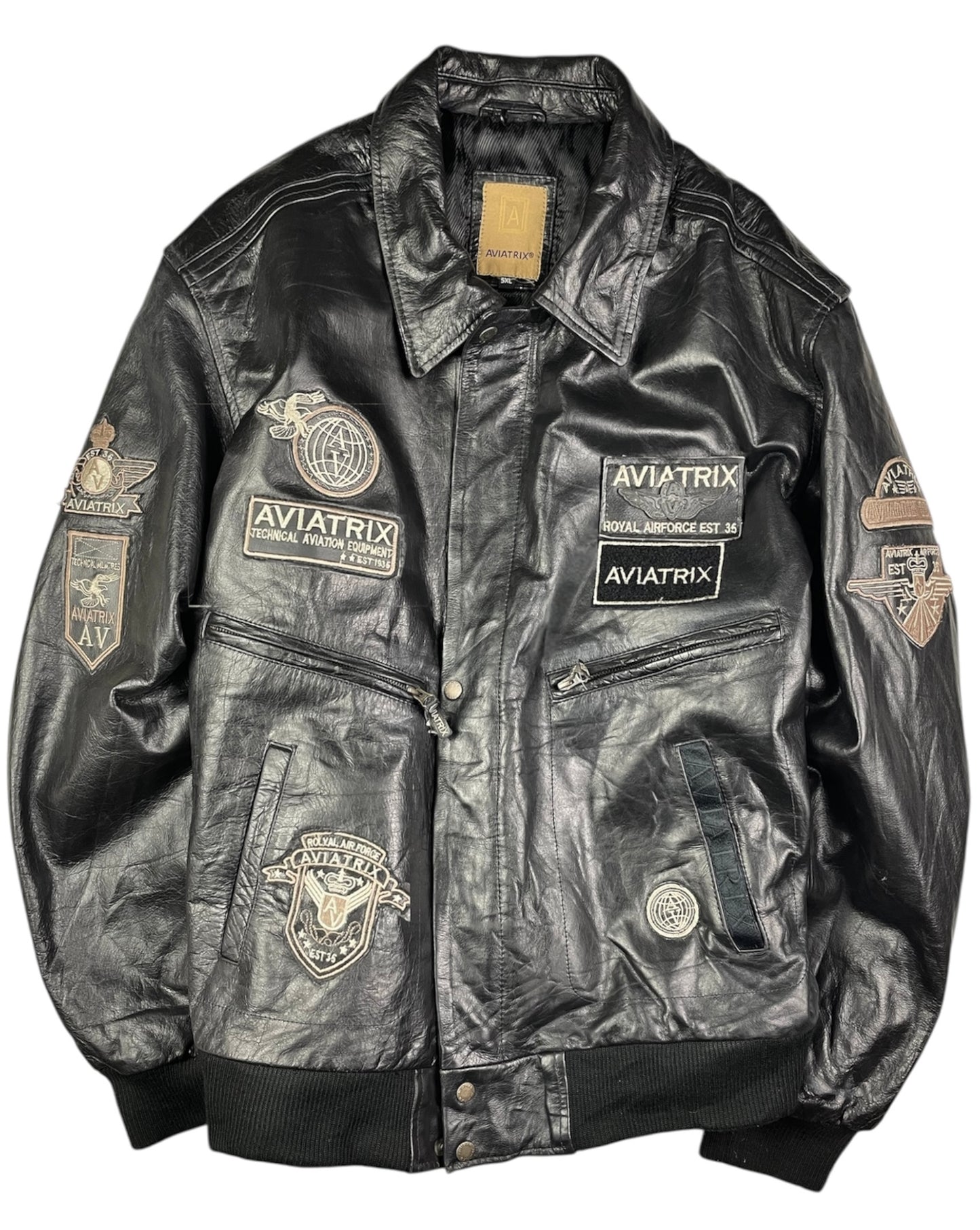 Vintage aviatrix buffalo leather flight jacket