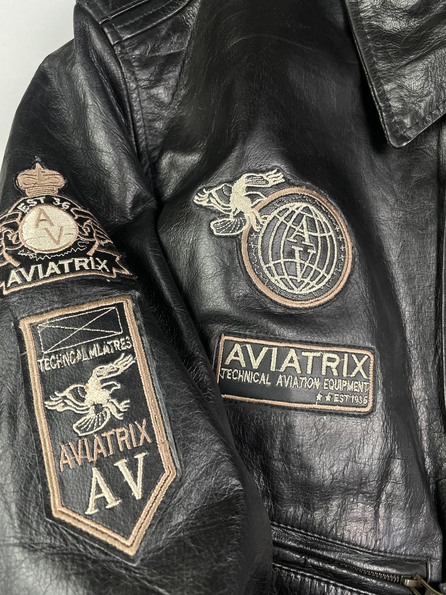 Vintage aviatrix buffalo leather flight jacket